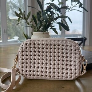 Mali + Lili Woven Crossbody Bag Cream White
